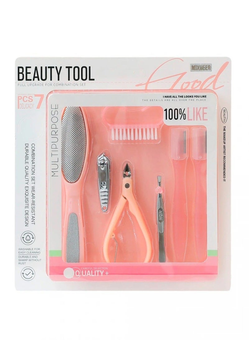 💅مجموعة أدوات تقليم وتلميع الأظافر المحمولة المصنوعة من الفولاذ المقاوم للصدأ - مجموعة من 7 قطع للعناية المثالية بالأظافر - Image 1